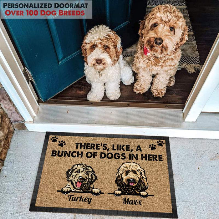 Gosszy Personalized Custom Doormat, Dog Lover Gift, Non-slip Welcome Mats, There’s Like A Bunch Of Dogs In Here Doormat