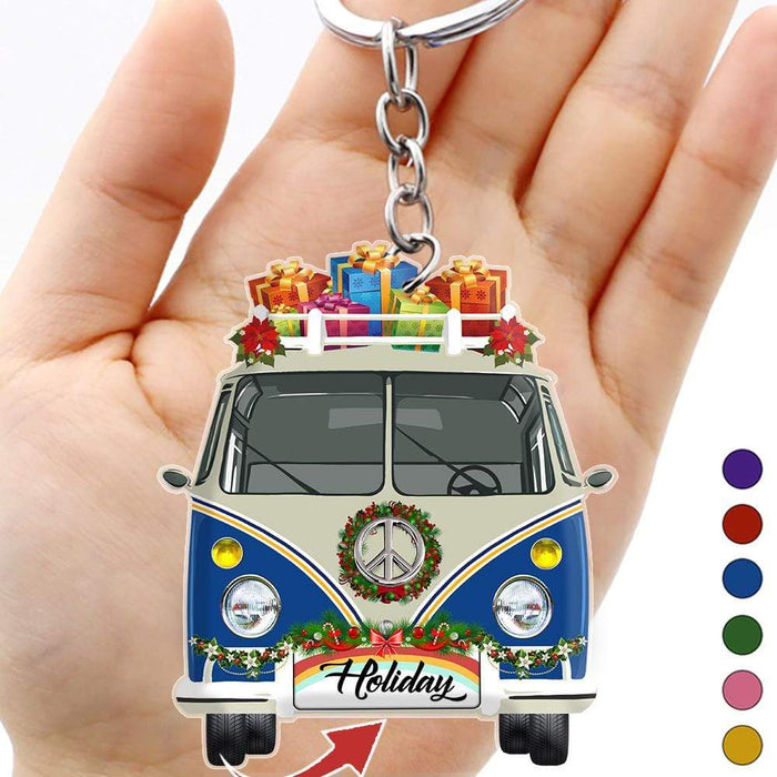 Gosszy Personalized Custom Keychain, Dog Lover Gift, Acrylic Keychain, Christmas Vintage Dog Breeds Custom, Double Sided Design Keychain Keychain Acrylic