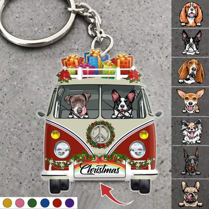 Gosszy Personalized Custom Keychain, Dog Lover Gift, Acrylic Keychain, Christmas Vintage Dog Breeds Custom, Double Sided Design Keychain Keychain Acrylic 50mm x 50mm / 1 Piece