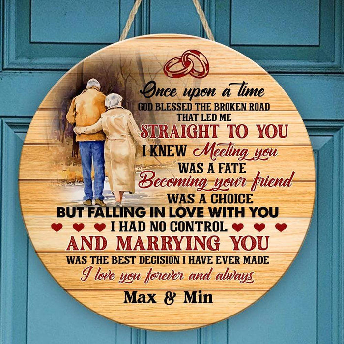 Gosszy Personalized Custom Wood Sign, Men Gift, Women Gift, Marrying You Was The Best Decision, Custom Wood Sign For Couple Door Sign
