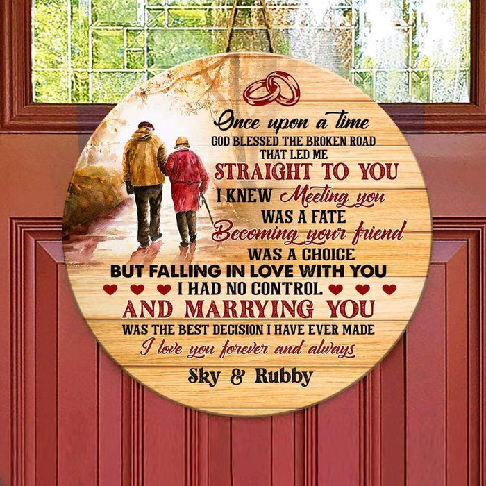 Gosszy Personalized Custom Wood Sign, Men Gift, Women Gift, Marrying You Was The Best Decision, Custom Wood Sign For Couple Door Sign