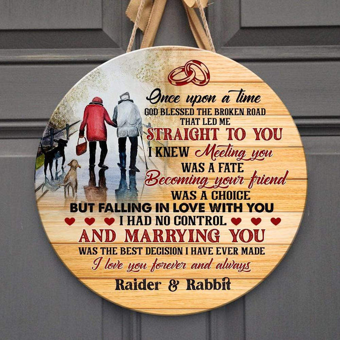 Gosszy Personalized Custom Wood Sign, Men Gift, Women Gift, Marrying You Was The Best Decision, Custom Wood Sign For Couple Door Sign