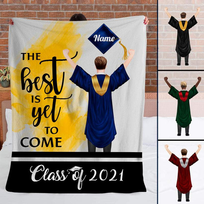 Gosszy Personalized Senior The best is yet to come Blanket Boy Version, Graduation Day, Senior Gift Blanket VPL Cozy Plush Fleece Blanket - 60x80