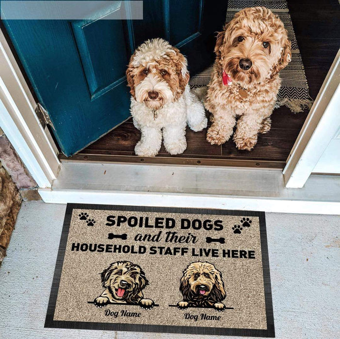Gosszy Spoiled Dogs HouseHold Staff Live Here Doormat, Dog Lover Gift, Welcome Mats Doormat