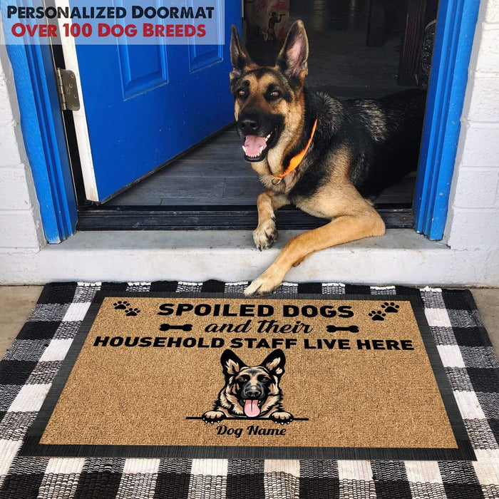 Gosszy Spoiled Dogs HouseHold Staff Live Here Doormat, Dog Lover Gift, Welcome Mats Doormat