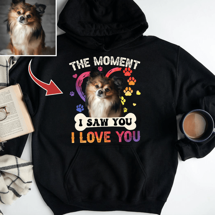 Gosszy The Moment I Saw You I Love You Tshirt, Dog Lover Gift, Custom Upload Image Tshirt Pullover Hoodie / Black Color / S