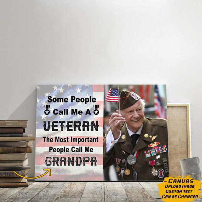 Gosszy Veteran canvas gift for father's day, Gift For Father, Gift For Solder canvas CANLA75 Landscape Canvas .75in Frame / 12" x 8"