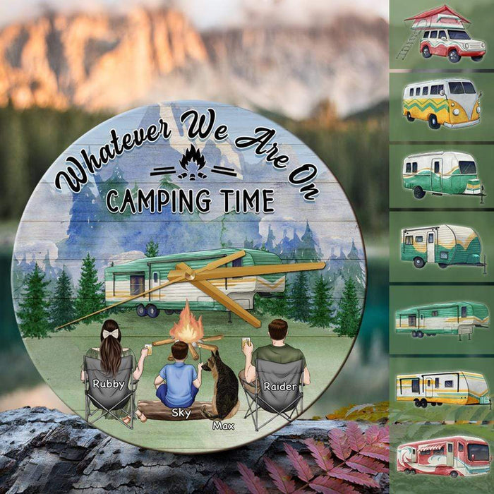 Gosszy Vintage Rustic Wall Wooden Clock, Camping Gift, Gift For Mom/Dad, Diameter 30cm Wooden Clock 30 cm / Wood