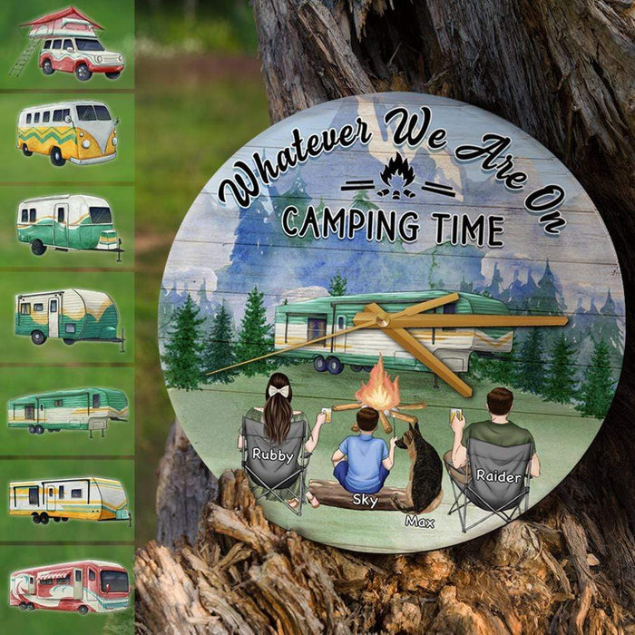 Gosszy Vintage Rustic Wall Wooden Clock, Camping Gift, Gift For Mom/Dad, Diameter 30cm Wooden Clock 30 cm / Wood