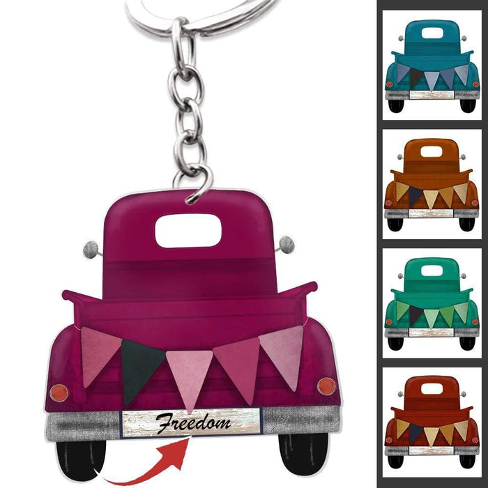 Gosszy Vintage Truck Dog Breeds Custom Double Sided Design Keychain, Dog Lover Gift Keychain Acrylic