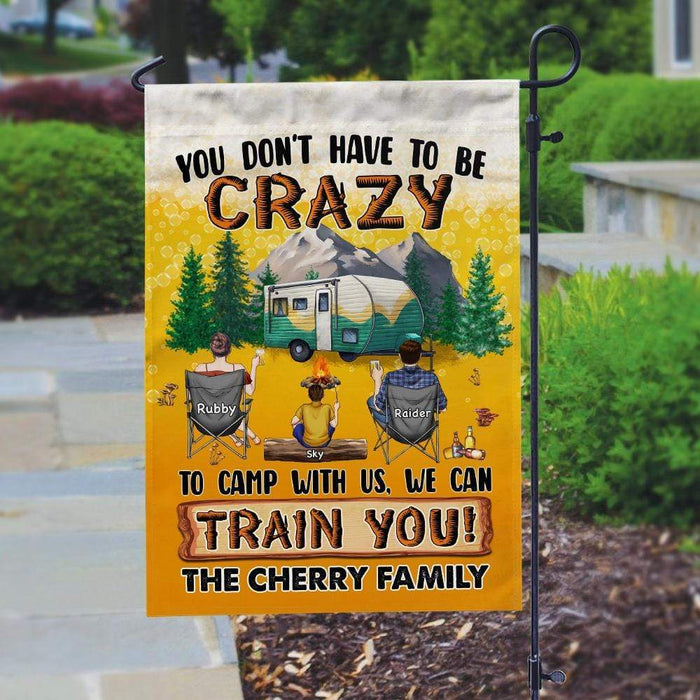 Gosszy We Can Train You Family Flag With Motorhome, Camping Gift,Gift For Mom/Dad, Waterproof Polyester,12”x18” Garden Flag