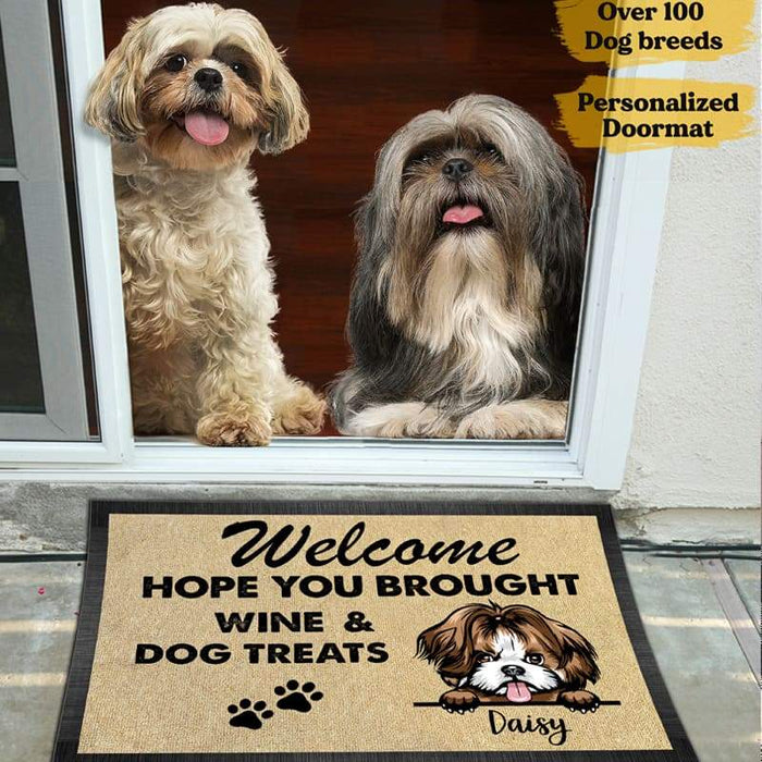 Gosszy Welcome Hope you brought dog treats Pawprints Doormat, Dog Lover Gift Doormat
