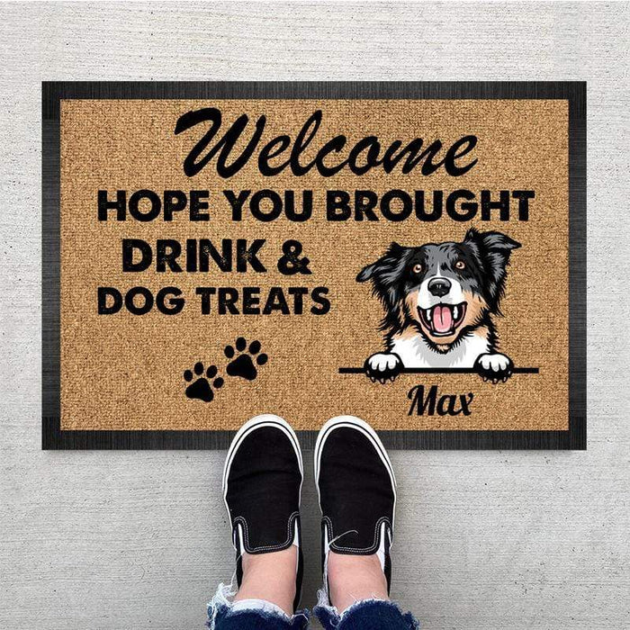 Gosszy Welcome Hope you brought dog treats Pawprints Doormat, Dog Lover Gift Doormat