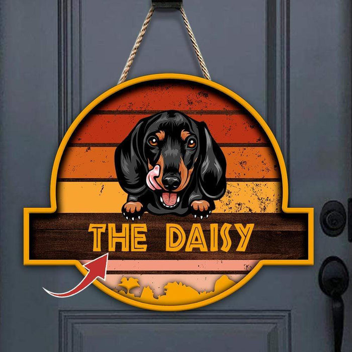 Gosszy Welcome Sunset Sign, Dog Lover Gift, Wood Door Sign custom-shape wood doorsign