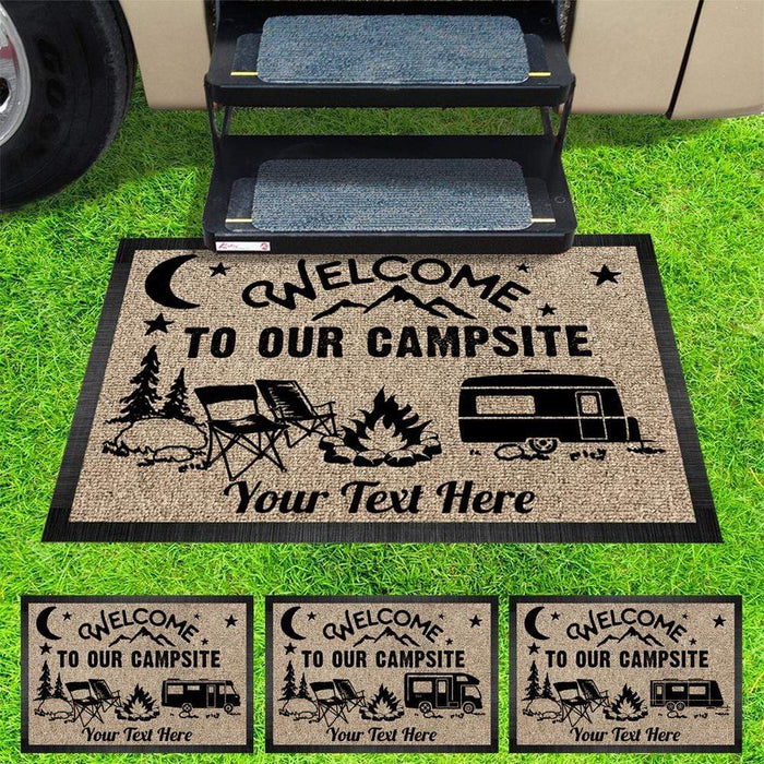 Gosszy Welcome To Our Campsite Camping Doormat, RVs Camper Motorhome, Camping Gift Doormat