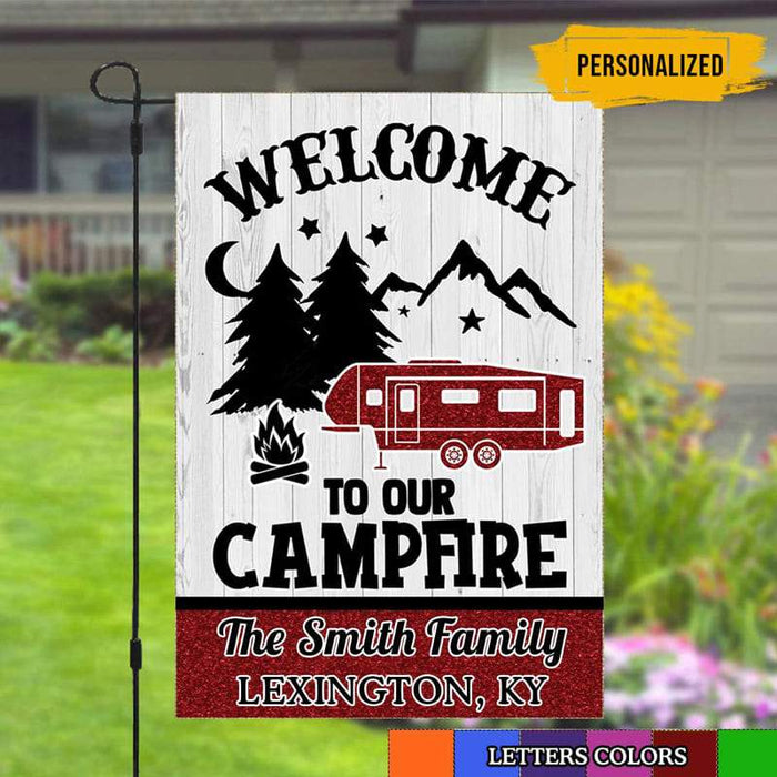 Gosszy Welcome To Our Campsite Garden Flag, Gift For Camper, Outdoor Decor Garden Flag
