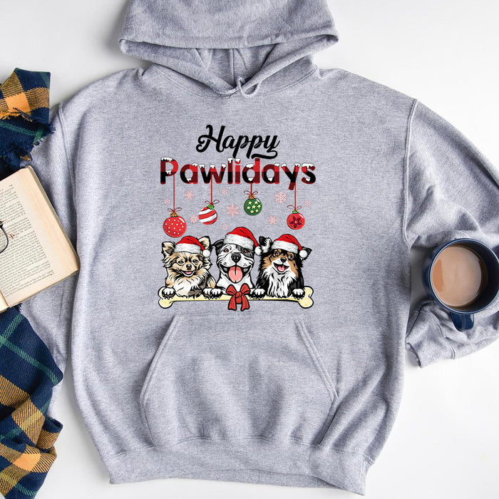 Happy Pawlidays Dog T-shirt, Personalized Dog Lover Gift, Christmas Gift
