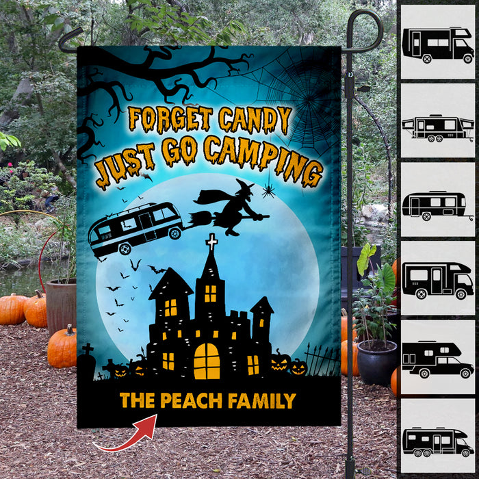 Happy Camp-O-Ween Camping Garden Flag, Gift For Halloween Campers