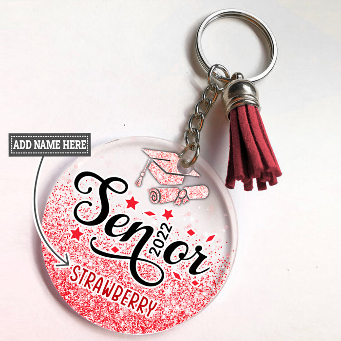 Senior 2022 Graduation Glitter Keychain, Senior Gift, Graduation Gift, Back To School Gift