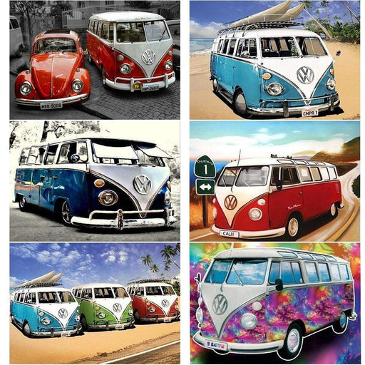 Gosszy 5D DIY Diamond Painting Ancient Bus Full Square Diamond Embroidery Car Diamond Mosaic Color Autos Home Decoration