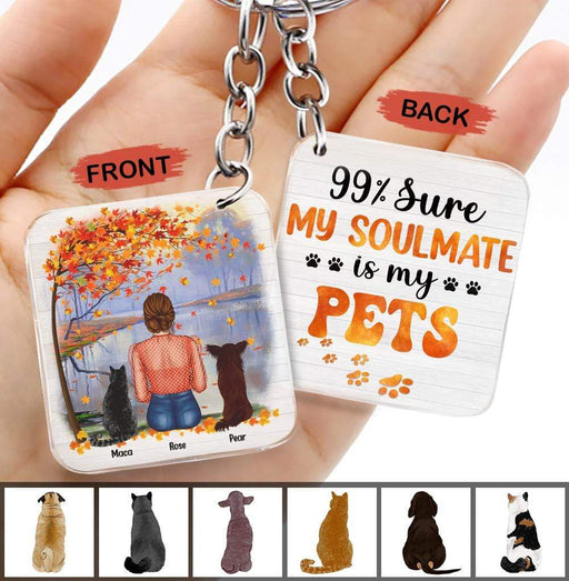 Gosszy 99% Sure My Soulmate Acrylic Keychain, Dog Lover Gift, Cat Lovers Gift, Double Sided Keychain Acrylic 2"x2" / 1 Piece