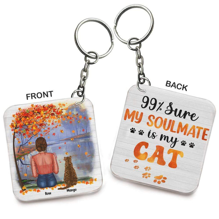 Gosszy 99% Sure My Soulmate Acrylic Keychain, Dog Lover Gift, Cat Lovers Gift, Double Sided Keychain Acrylic