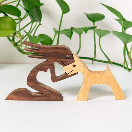 Gosszy A Black Woman with Dog Wood Sculpture, Dog Lovers Gifts, Home Decor W04 wood sculpture