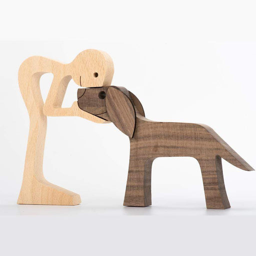 Gosszy A Man with Big Dark Floppy Ears Dog Wood Sculpture, Dog Lovers Gifts, Home Decor W08 wood sculpture