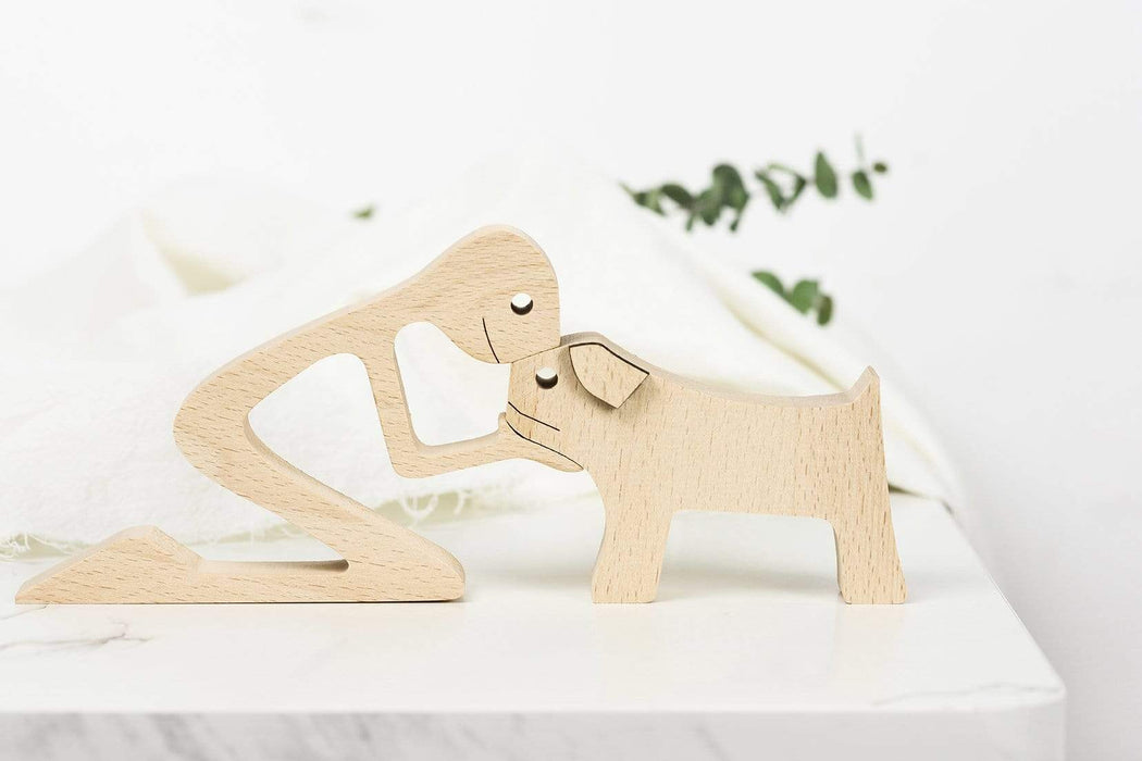 Gosszy A Man with Floppy ears and Short tail Dog Wood Sculpture, Dog Lovers Gift, Home Decor 23 wood sculpture
