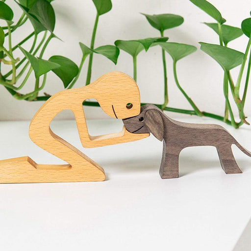 Gosszy A Man with Small Dark Floppy Ears Dog Wood Sculpture, Dog Lovers Gifts, Home Decor W11 wood sculpture