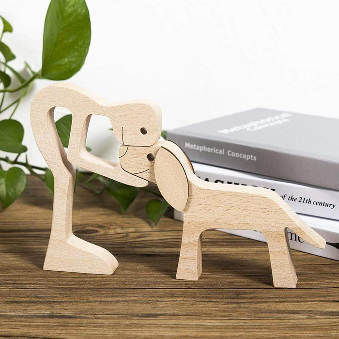 Gosszy A Stand Man with Big Floppy Ears Long Tail Dog Wood Sculpture, Dog Lovers Gifts, Home Decor 06 wood sculpture