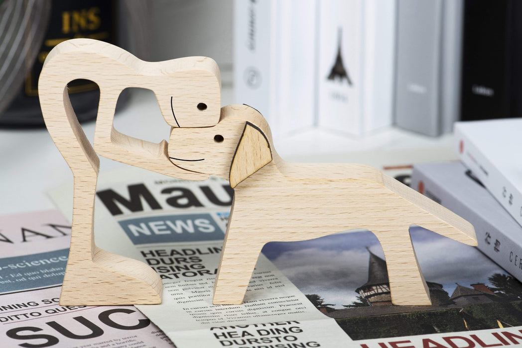 Gosszy A Stand Man with V-Shaped Floppy Ears Short Tail Dog Wood Sculpture, Dog Lovers Gifts, Home Decor 08 wood sculpture