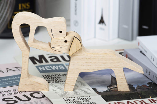 Gosszy A Stand Man with V-Shaped Floppy Ears Short Tail Dog Wood Sculpture, Dog Lovers Gifts, Home Decor 08 wood sculpture