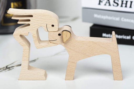 Gosszy A Stand Woman with Floppy Ears and Short Pointy Tail Dog Wood Sculpture, Dog Lovers Gifts, Home Decor 13 wood sculpture