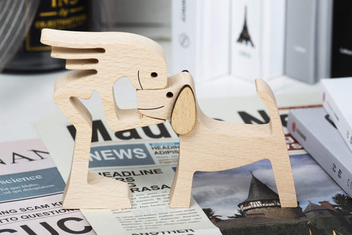 Gosszy A Stand Woman with Floppy Ears Long Pointy Tail Dog Wood Sculpture, Dog Lovers Gifts, Home Decor 14 wood sculpture