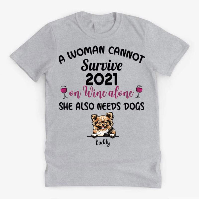 Gosszy A Woman Cannot Survive 2021 On Wine Alone T-Shirt, Senior Gift, Graduation Day Tshirt Basic Tee / White / S