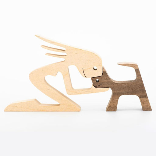 Gosszy A Woman with CAT carving wood gift sculpture, Gifts for Cat Lovers, Home Decor For Cat Lovers W14 wood sculpture