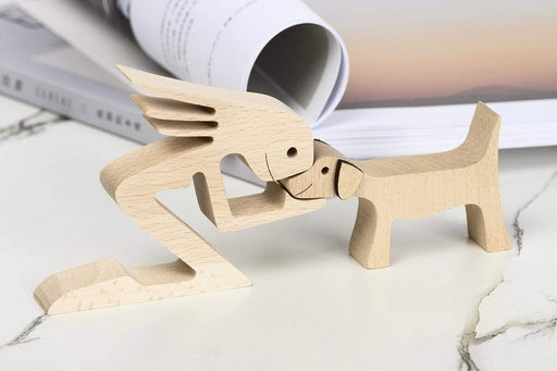 BOBO A Woman with Floppy ears and Long tail Dog Wood Sculpture, Gifts for Dog Lovers, Home Decor wood sculpture