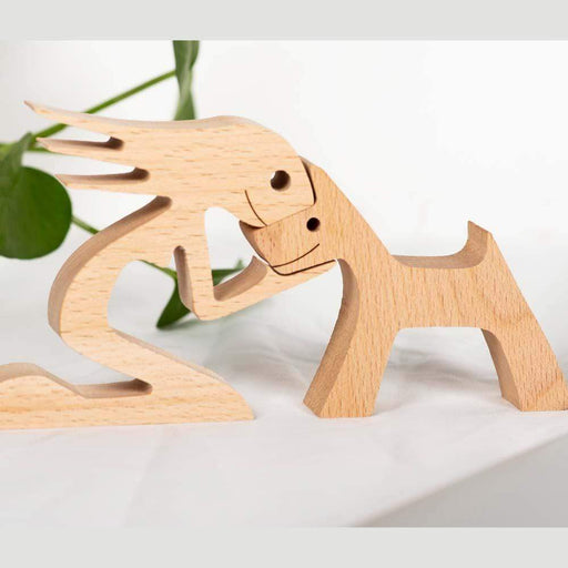 Gosszy A Woman with Pointy Ears Pointy Tail Dog Wood Sculpture, Dog Lovers Gifts, Home Decor W12 wood sculpture