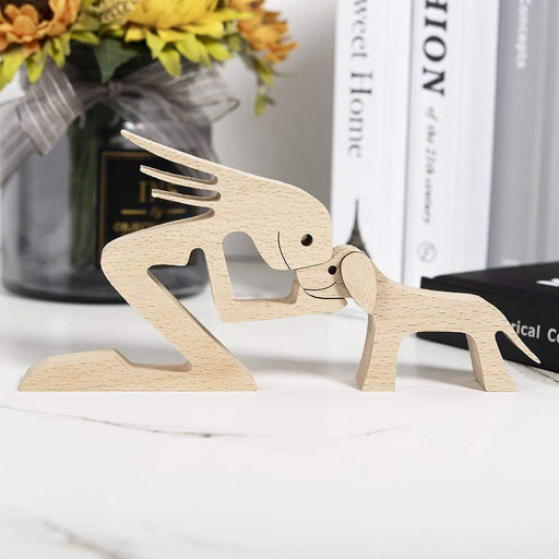 BOBO A Woman with White Floppy Ears Long and Tail Dog Wood Sculpture, Dog Lovers Gifts, Home Decor 04 wood sculpture