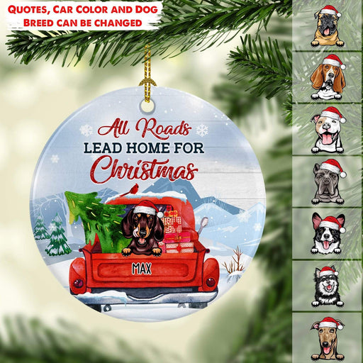 Gosszy All Roads Lead Home For Christmas, Dog Lovers Gift, Christmas Gift, Ornament, Truck Ornament Ornament Pack 1 / MDF / One Size