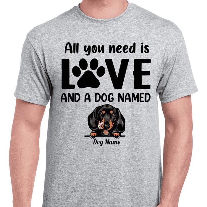 Gosszy All You Need Is Love And Dogs T-Shirt, Dog Lover Gift Tshirt