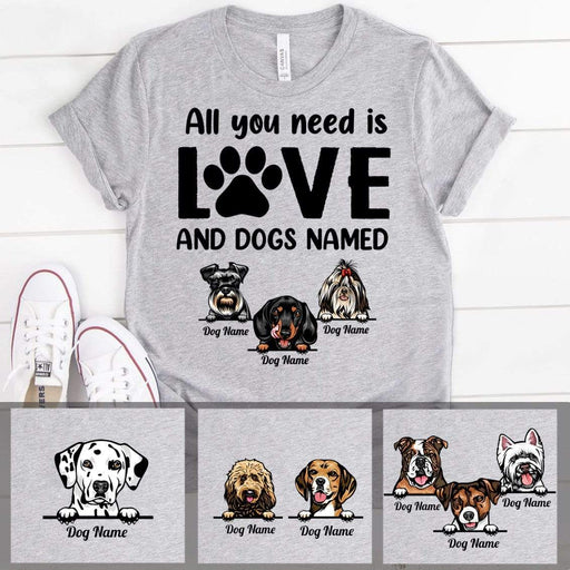 Gosszy All You Need Is Love And Dogs T-Shirt, Dog Lover Gift Tshirt