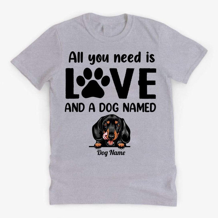 Gosszy All You Need Is Love And Dogs T-Shirt, Dog Lover Gift Tshirt Basic Tee / White / S