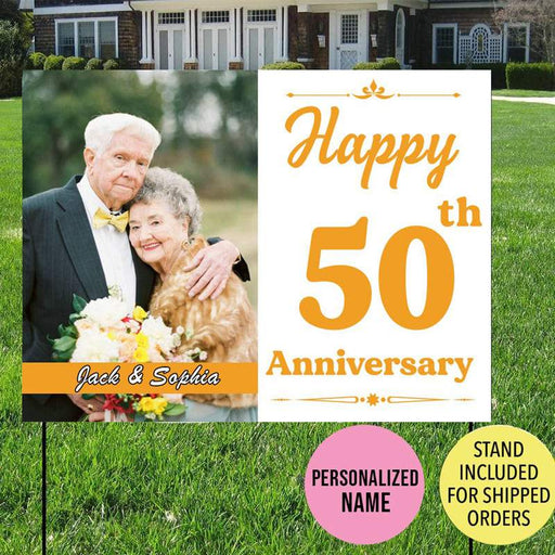 Gosszy Anniversary Photo Yard Sign - Made in USA (H-Stake Stand Included) Yard Sign 1 piece