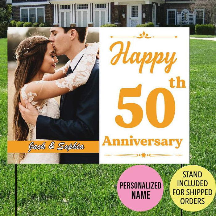 Gosszy Anniversary Photo Yard Sign - Made in USA (H-Stake Stand Included) Yard Sign