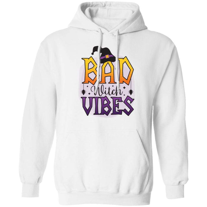 CustomCat Bad Witch Vibes Halloween Shirts, Halloween Gift, Funny Halloween Shirt Apparel Z66 Pullover Hoodie / White / S