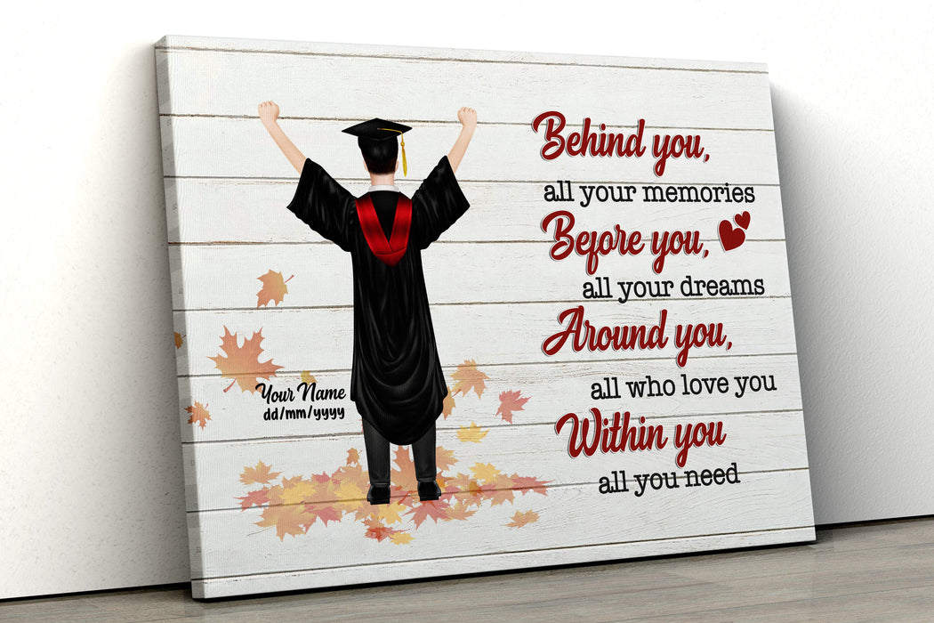 Gosszy Behind You All Your Memories Canvas, Graduation Day, Senior Gift  Canvas