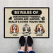 Gosszy Beware Of Dog With Doormat Anti-slip Rubber, Dog Lover Gift Doormat 15 x 24 Inch / Top: Non-Woven Fabric
