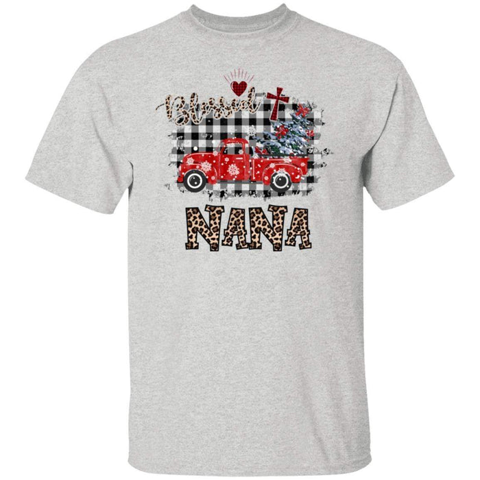 CustomCat Blessed Nana Christmas Truck T-shirt, Christmas Gift Apparel Basic T-Shirt / Ash / S